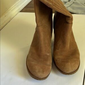 Tan Suede Borne Ankle Boots with Elastic Panels